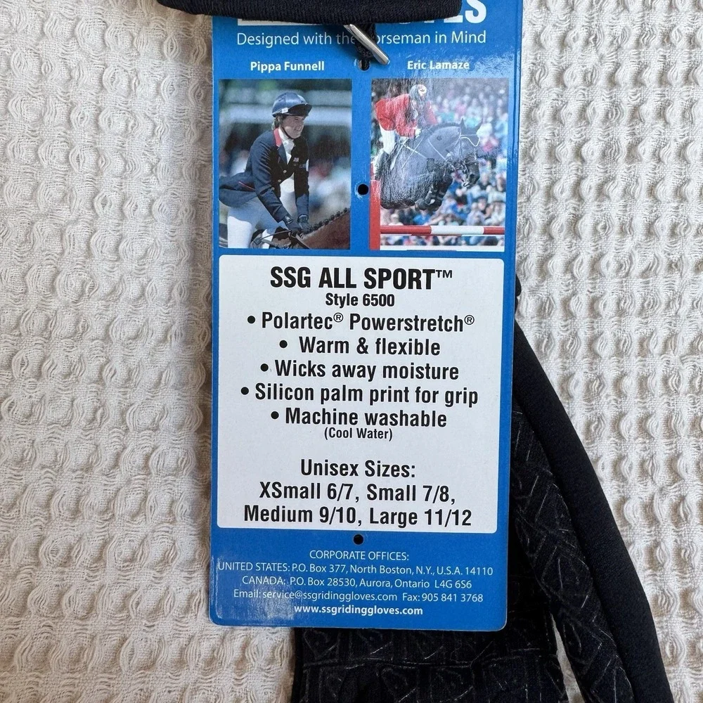 SSG All Sport Polartec Riding Gloves 6500 XXS‎ 5/6 Black Silicon Palm Print Grip